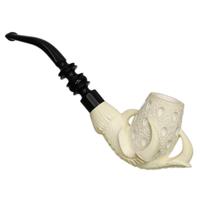 AKB Meerschaum Carved Dragon Claw Holding Vase (Ali) (with Case)