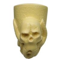 AKB Meerschaum Carved Skull Reverse Calabash (Ali) (with Case)