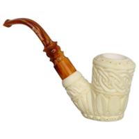 AKB Meerschaum Carved Floral Bent Billiard Sitter (H. Ege) (with Case)