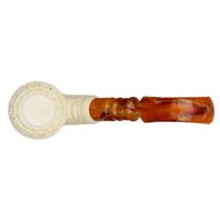 AKB Meerschaum Carved Floral Bent Billiard Sitter (H. Ege) (with Case)