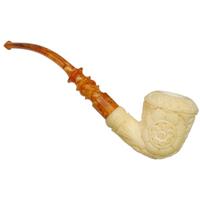 AKB Meerschaum Carved Floral Bent Dublin (H. Ege) (with Case)