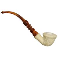 AKB Meerschaum Carved Floral Bent Dublin (H. Ege) (with Case)