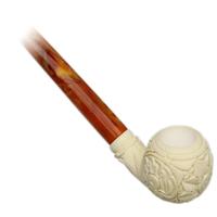 AKB Meerschaum Carved Floral Bent Apple Churchwarden (H. Ege) (with Case)