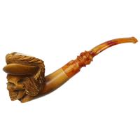 AKB Meerschaum Carved Skull with Hat (Ali) (with Case)
