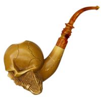 AKB Meerschaum Carved Bearded Skull (Kenan) (with Case)