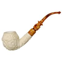 AKB Meerschaum Carved Floral and Lion Rhodesian (with Case)