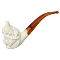 AKB Meerschaum Carved Woman with Hat (with Case)