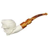 AKB Meerschaum Carved Man with Cap (with Case)