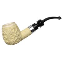 AKB Meerschaum Carved Floral Bent Billiard with Silver (with Case)