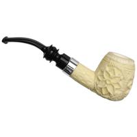 AKB Meerschaum Carved Floral Bent Billiard with Silver (with Case)