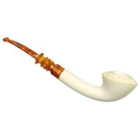 AKB Meerschaum Carved Bent Dublin (Selver) (with Case)