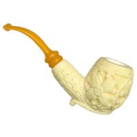 AKB Meerschaum Carved Floral Bent Apple Sitter (Mcinar) (with Case)