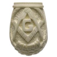 AKB Meerschaum Carved Masonic Bent Billiard (Yusuf) (with Case)