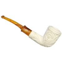 AKB Meerschaum Carved Floral Bent Dublin (with Case)