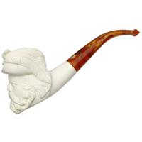 AKB Meerschaum Carved Man with Feathered Cap (with Case)