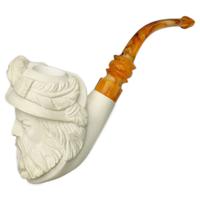 AKB Meerschaum Carved Man in Feathered Cap (with Case)