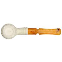 AKB Meerschaum Carved Floral Churchwarden (Yusuf) (with Case and Second Stem)