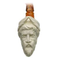 AKB Meerschaum Carved Man in Leaf Crown (with Case)
