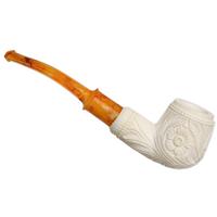 AKB Meerschaum Carved Floral Bent Billiard (Yusuf) (with Case)