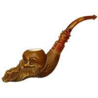 AKB Meerschaum Carved Bearded Skull (with Case)