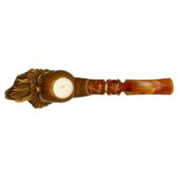AKB Meerschaum Carved Bearded Skull (with Case)