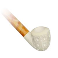 AKB Meerschaum Lattice Paneled Bent Billiard Churchwarden (with Case)