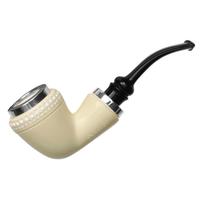 AKB Meerschaum Spot Carved Reverse Calabash Bent Dublin with Silver (with Case)