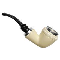 AKB Meerschaum Spot Carved Reverse Calabash Bent Dublin with Silver (with Case)