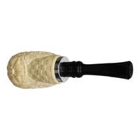 AKB Meerschaum Carved Floral Reverse Calabash Poker with Silver (with Case)