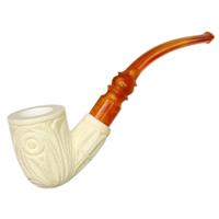 AKB Meerschaum Carved Floral Bent Dublin (with Case)