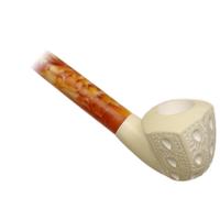 AKB Meerschaum Lattice Paneled Bent Dublin Churchwarden (with Case)