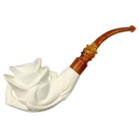 AKB Meerschaum Carved Claw Holding Flower (with Case)