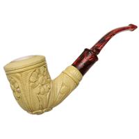 AKB Meerschaum Carved Foral Bent Dublin (Mutlu) (with Case)