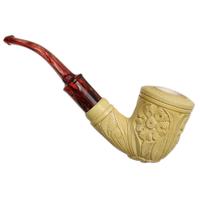 AKB Meerschaum Carved Foral Bent Dublin (Mutlu) (with Case)