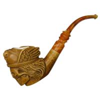 AKB Meerschaum Carved Skull with Winged Helmet (Ali) (with Case)