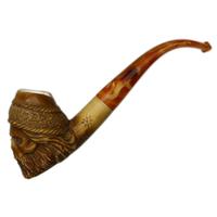 AKB Meerschaum Carved Bearded Skull with Hat (Ali) (with Case)