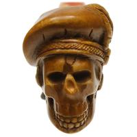 AKB Meerschaum Carved Skull with Hat (Ali) (with Case)