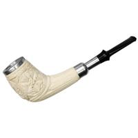 AKB Meerschaum Carved Floral Billiard with Silver (Cinar) (with Case)