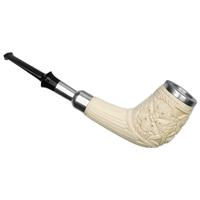 AKB Meerschaum Carved Floral Billiard with Silver (Cinar) (with Case)