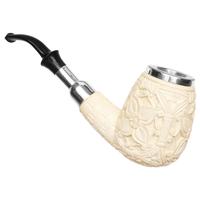 AKB Meerschaum Carved Floral Bent Billiard with Silver (Cinar) (with Case)