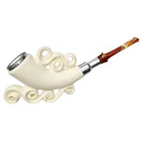 AKB Meerschaum Rusticated Horn with Silver (Ali) (with Case)