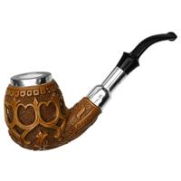 AKB Meerschaum Carved Floral Bent Billiard with Silver (Cinar) (with Case)