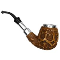 AKB Meerschaum Carved Floral Bent Billiard with Silver (Cinar) (with Case)