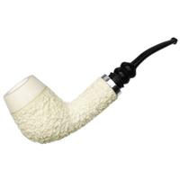 AKB Meerschaum Partially Rusticated Reverse Calabash Bent Brandy with Silver (with Case)