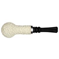 AKB Meerschaum Partially Rusticated Reverse Calabash Bent Brandy with Silver (with Case)