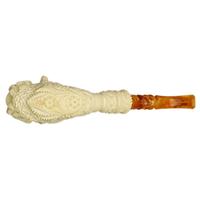 AKB Meerschaum Carved Hand Holding Skull (Ali) (with Case)