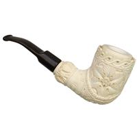 AKB Meerschaum Carved Floral Bent Dublin (Cinar) (with Case)