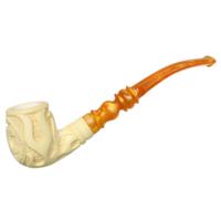 AKB Meerschaum Carved Eagle and Flames Bent Billiard (H. Ege) (with Case)