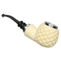 AKB Meerschaum Lattice Reverse Calabash Bent Apple with Silver (Cinar) (with Case)