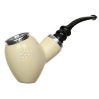 AKB Meerschaum Spot Carved Reverse Calabash Bent Egg with Silver (Mcinar) (with Case)